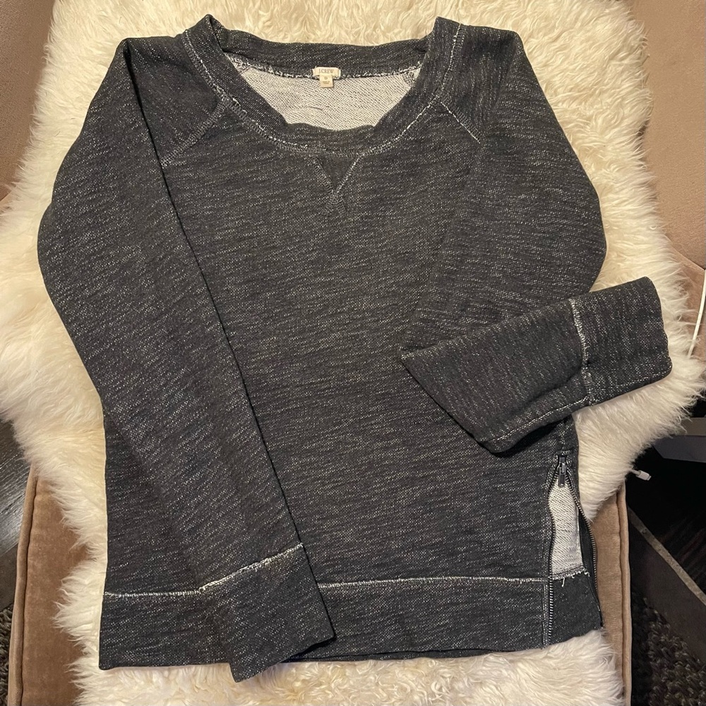 J Crew Dark Grey Heathered Sweatshirt with side zip